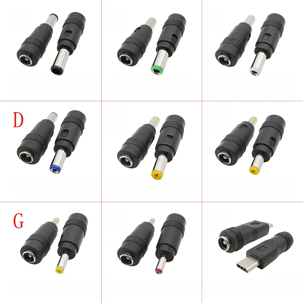 Adapter DC Power męski na żeński 6,0x4,4mm 6,3x3,0mm 5,5x2,5mm 5,5x2,1mm 5,5x1,7mm 4,8x1,7mm 4,0x1,7mm 3,5x1,35mm Złącze Lapto — zdjęcie 2