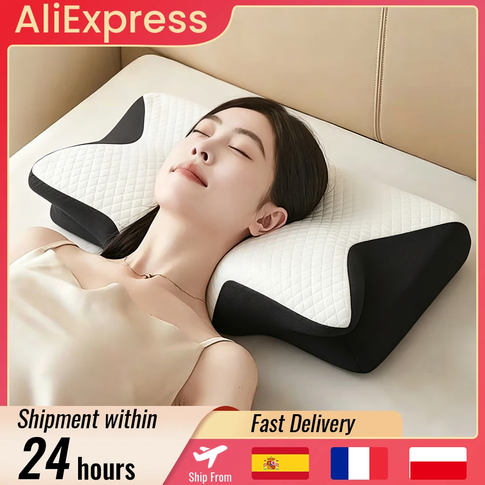 Nouvel Oreiller Papillon Ergonomique en Mousse à Mémoire de Forme à Rebond Lent pour le Cou et la Colonne Cervicale