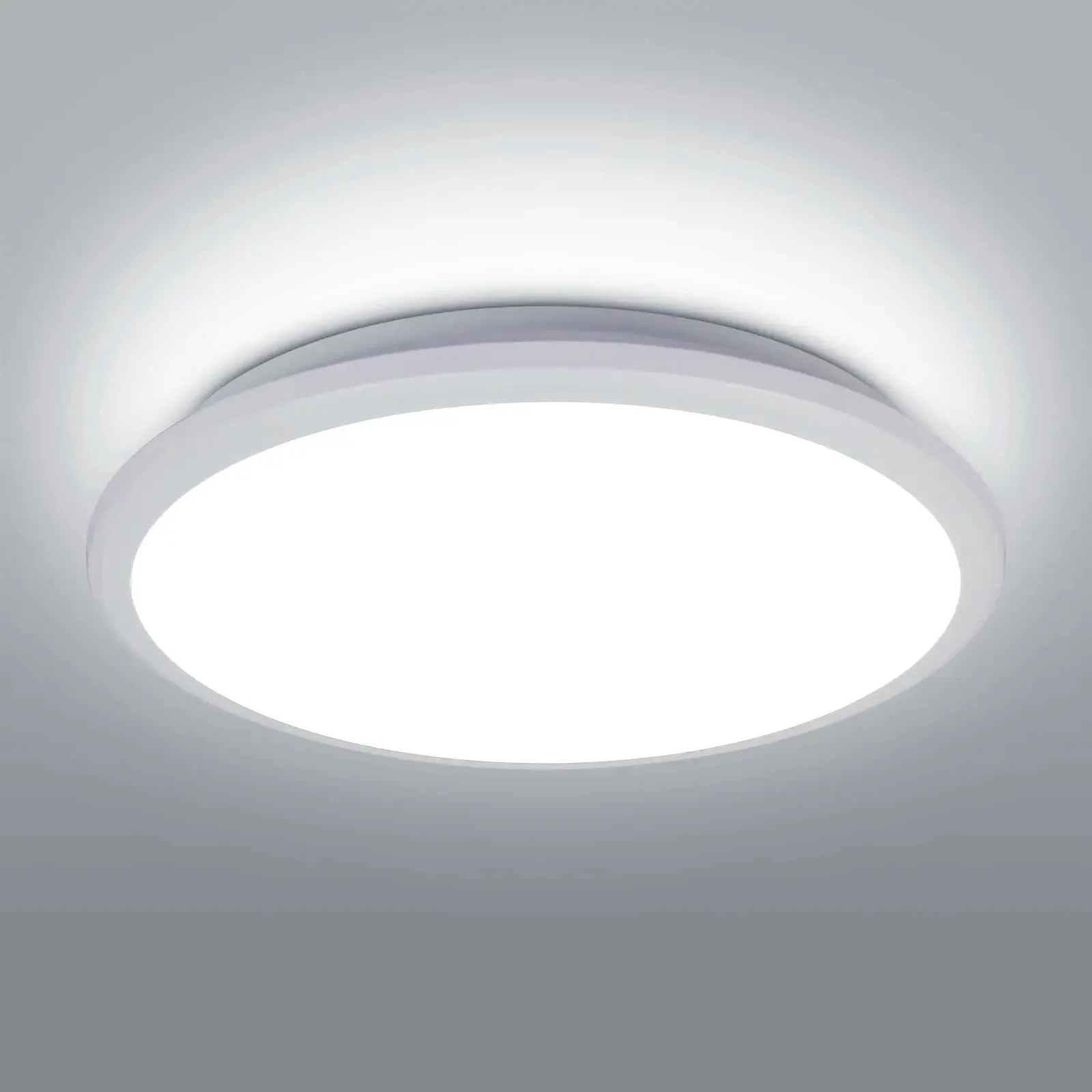 Round LED Ceiling Light, 24W Modern Ceiling Lamp, Cool White 6500K IP54, Waterproof Round Ceiling Light Fixture for Bathroom, Li