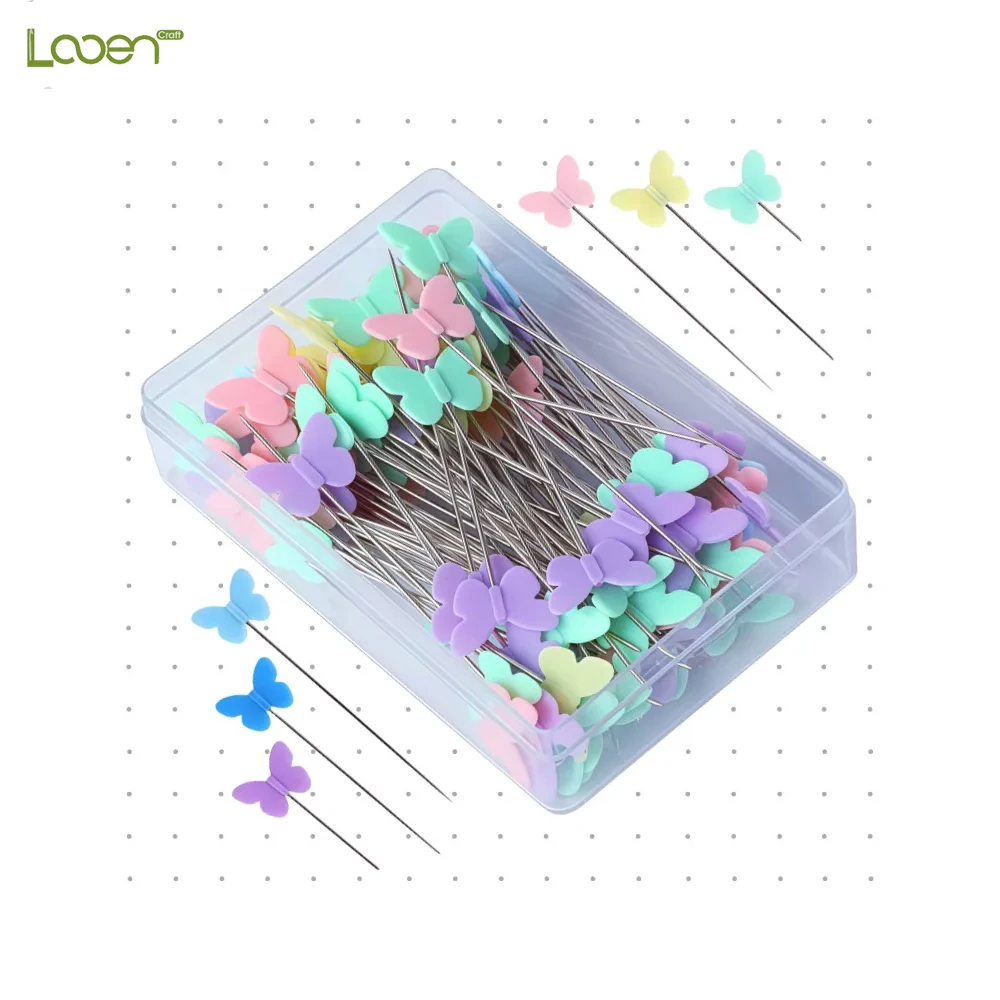 

100 pieces/set butterfly manual positioning pin, stainless steel bow tie headpin, random colors