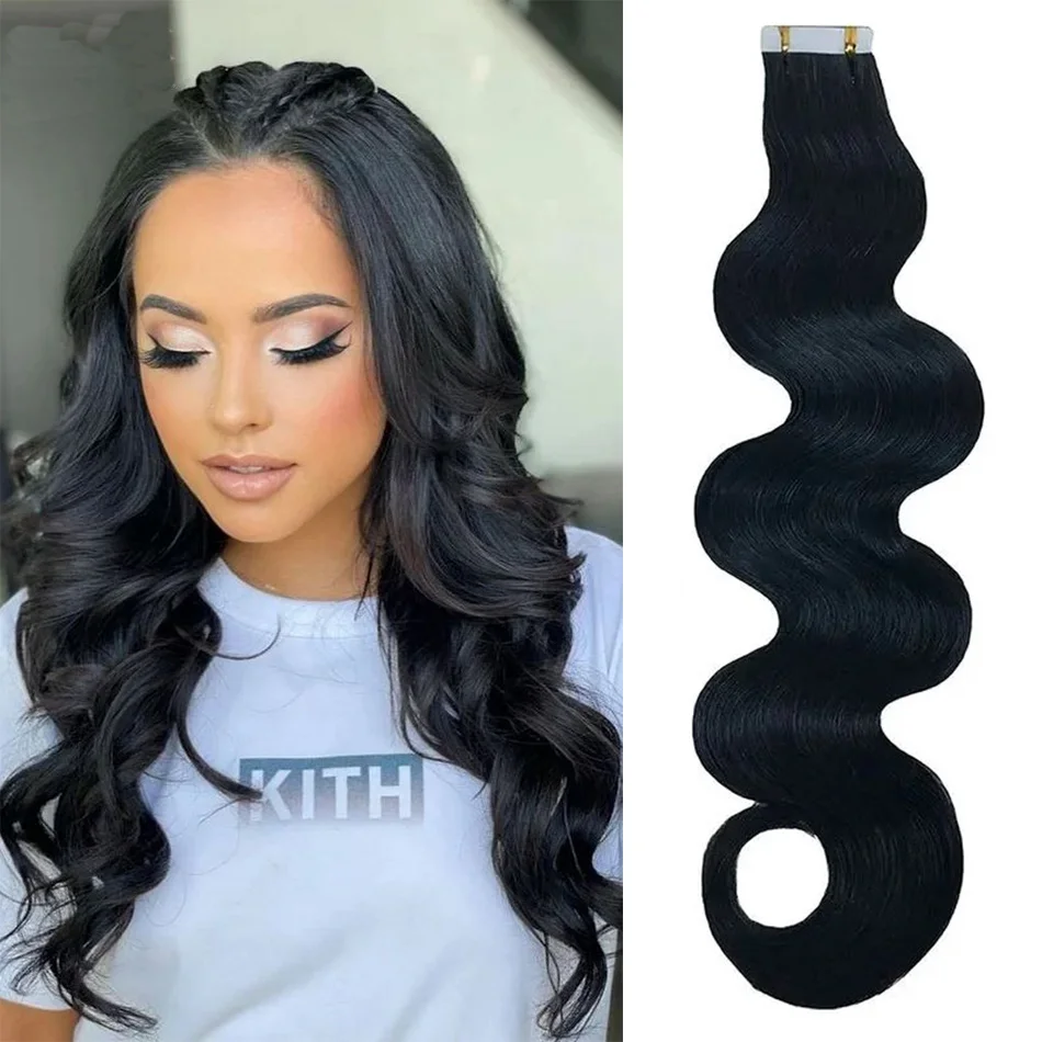 Remy 100% Realy rambut manusia tubuh pita gelombang dalam ekstensi rambut 16 "-26" 2.5g/pc perekat mulus rambut kain rambut pirang 20pcs/50g