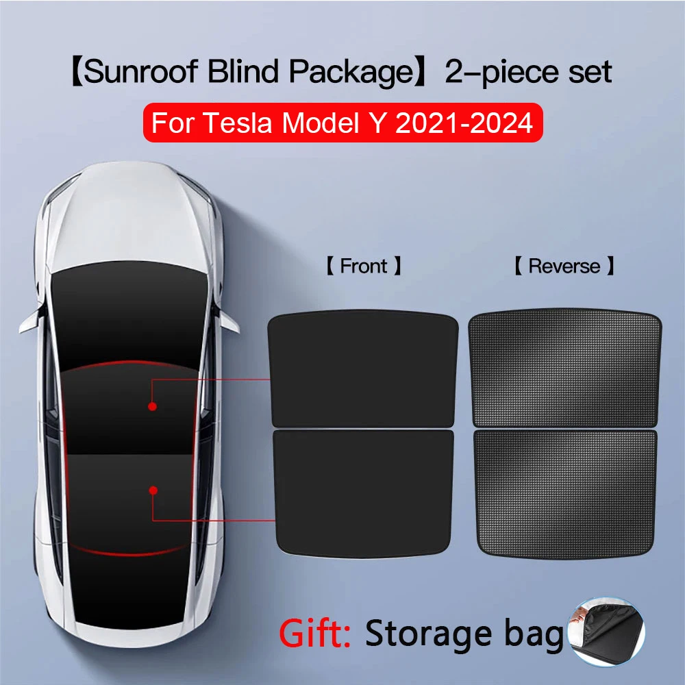 2 Stuks Voor Tesla Model 3/Y/3 Hoogland/Y Juniper Ijs Doek Gesp Shades Voor Glazen dak Voor & Achter Zonnedak Dakraam Zonnescherm