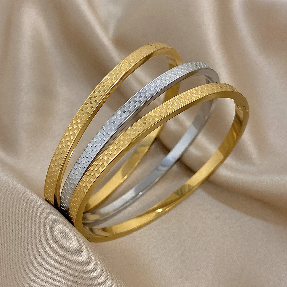 3Pcs/Set Minimalism Stainless Steel Round Spring Bangle Bracelet for Women Smooth Stackable Basic Bracelet Female Jewelry Gift