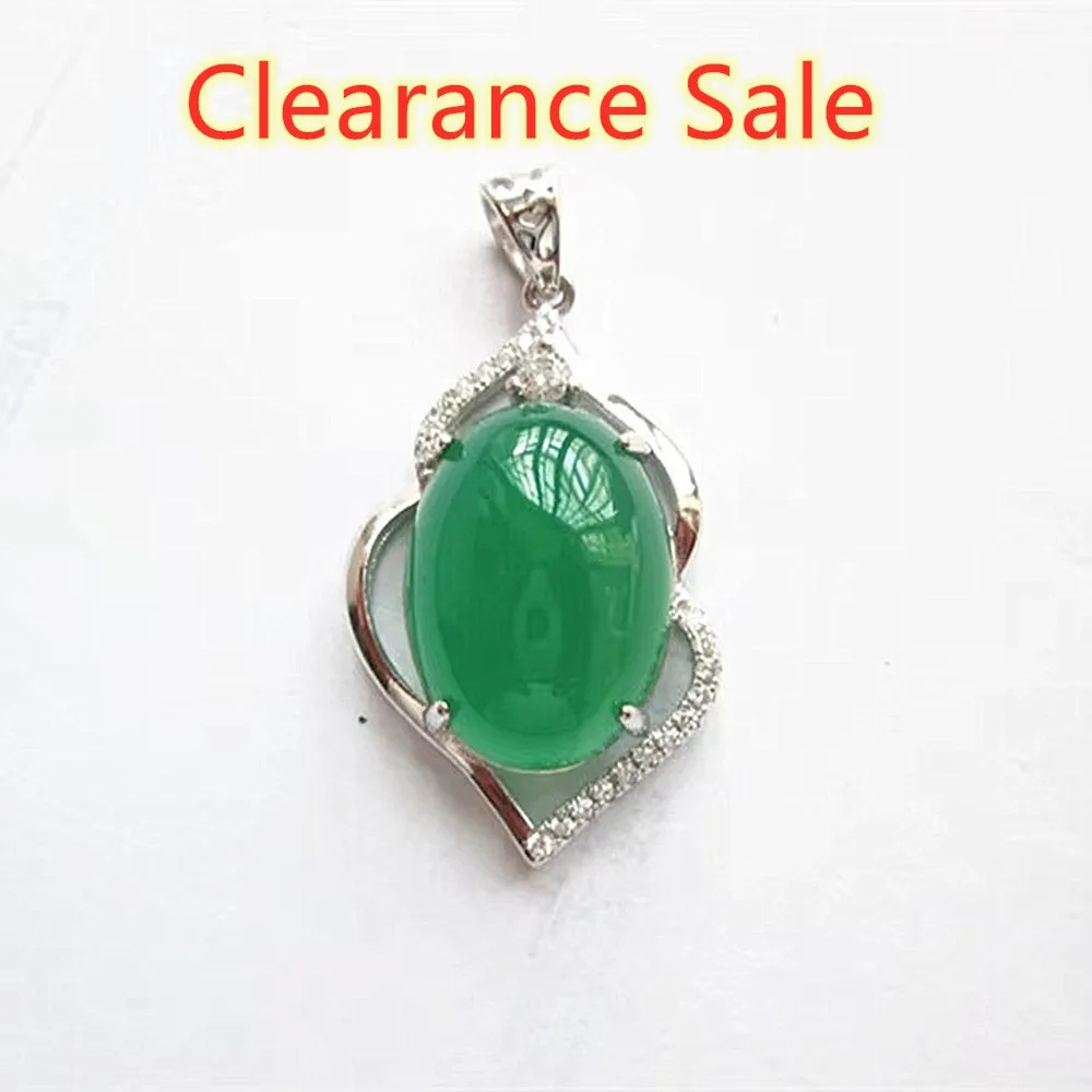 

KJJEAXCMY boutique jewelry 925 sterling silver inlaid with green chalcedony Pendant