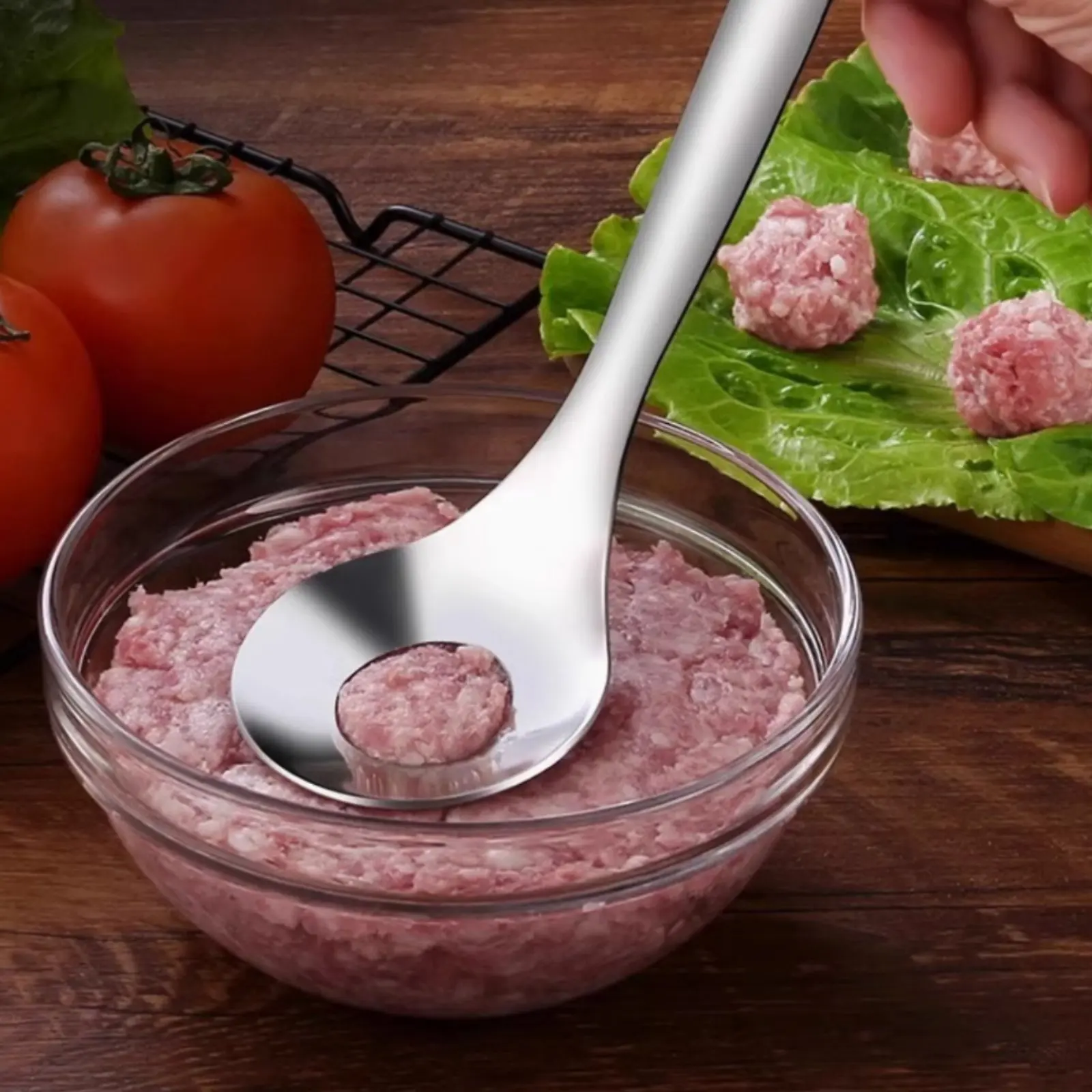 Stainless Steel Meatball Scooper Uniform Shaping Meatball Maker Spoon Easy to Clean Fish Ball Press Spoon Meatball Maker