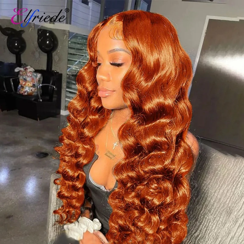 Elfriede #350 Ginger Orange Lace Front Wigs for Women Loose Wave 13X4 13X6 HD Lace Frontal Wig Colored Brazilian Human Hair Wigs