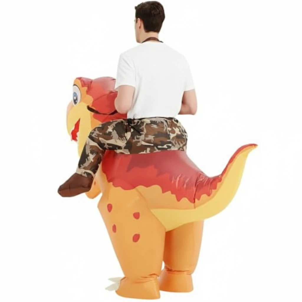 Adult Inflatable Dinosaur Riding T-Rex Costume Funny Blow Up Suit Unisex for Christmas Thanksgiving Carnival Party Holiday Gift