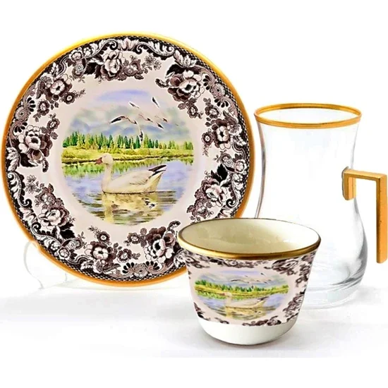 

Toygar Damla Handle Efe Tea Set 6+6 Snow Goose