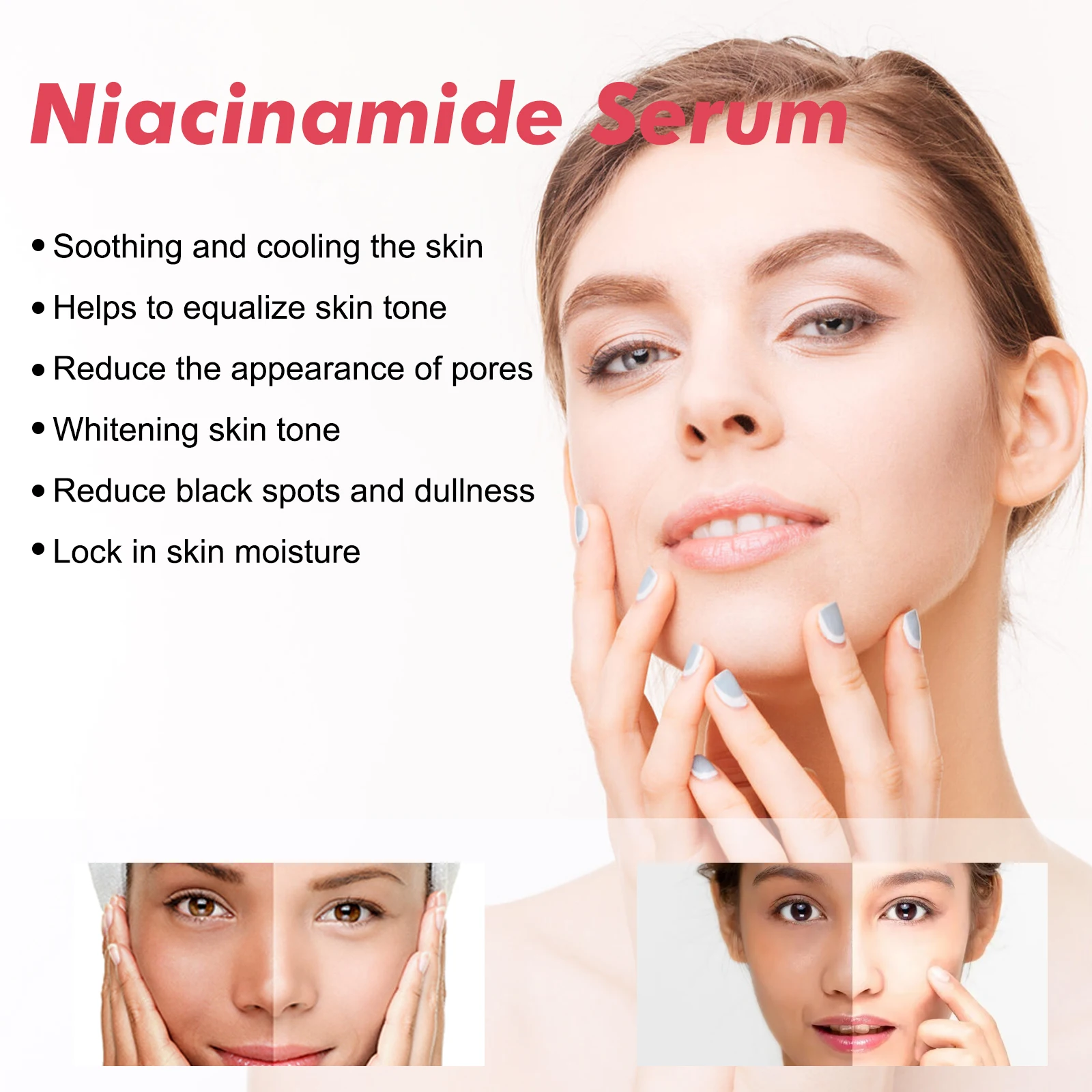 مصل Hoygi Niacinamide للوجه لشد البشرة وتلاشي الخطوط الدقيقة وتقليص المسام وإزالة البقع الداكنة وتنعيم البشرة وسيروم الوجه المتوهج