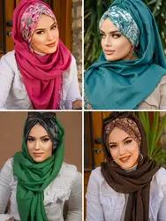 Batik Patterned Ready Shawl, Hijab Muslim Fashion Stylish Woman Turkey Arabic Scarf Turban Bonnet Winter Soft Warm