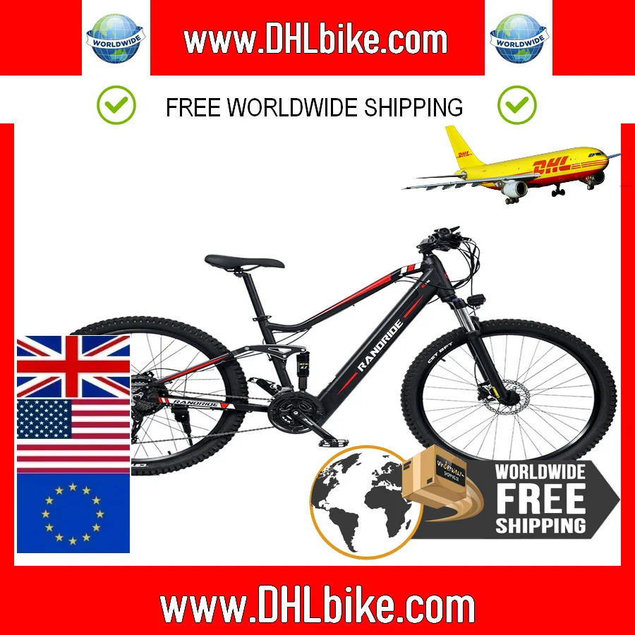 Randride Ys90 Elektrische Fiets 1000W 48V 13.6ah E Fiets Full-Vering Mtb Fiets Hydraulische Rem 27 Versnellingen Elektrische Fiets Eu Voorraad