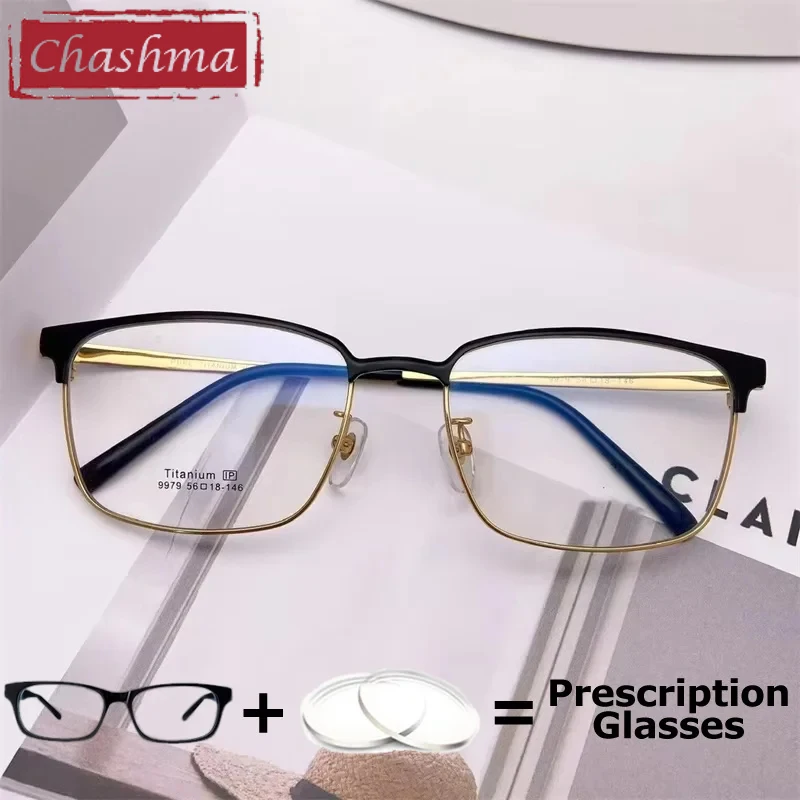 

Men Pure Titanium Optical Prescription Glasses Blue Ray Block Multifocal Progressive Lenses Fashion Wide Spectacle for Men