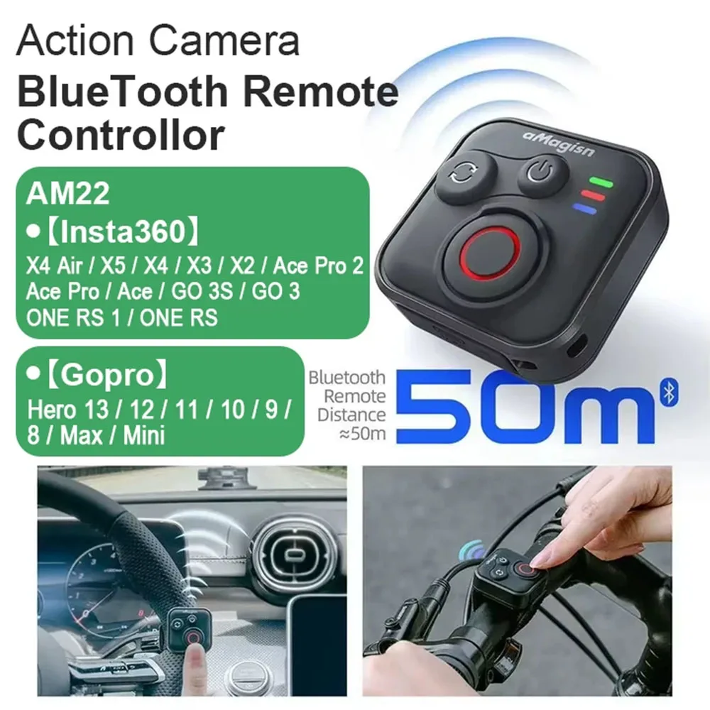 

BT5.1 Пульт дистанционного управления для селфи для экшн-камеры Insta360 Gopro Ios и Android Bluetooth-совместимый пульт дистанционного управления для смартфона