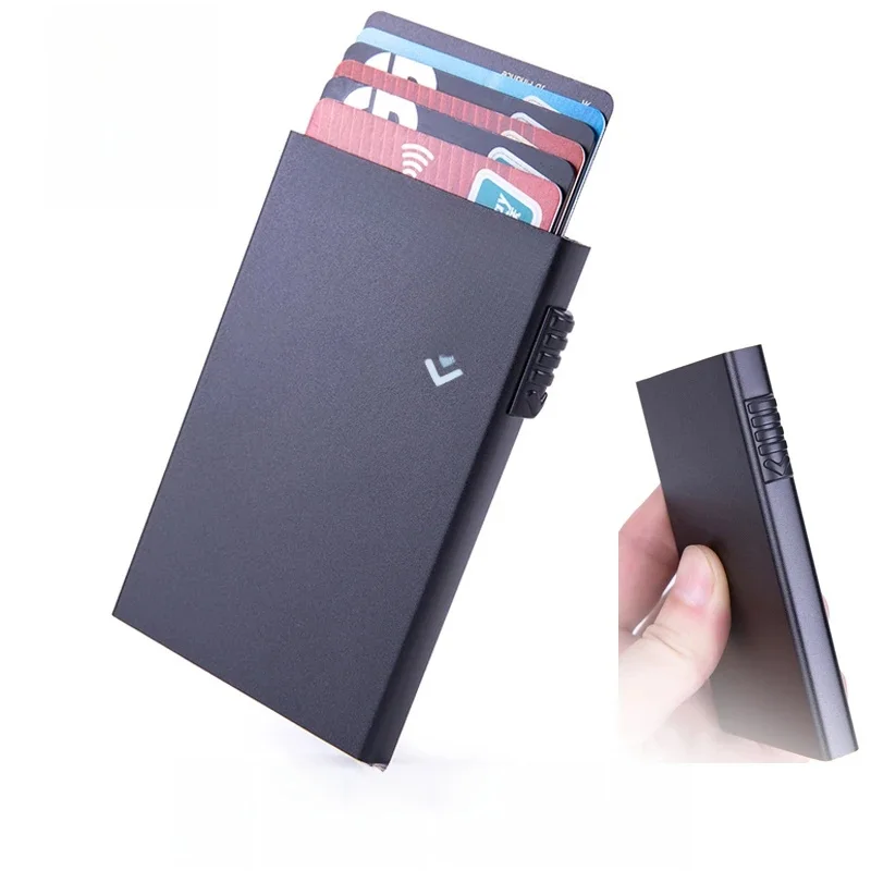 Magic ID Bank Credit Card Holder Smart Wallets Men Unisex ID Cardholder Case Metal Thin Slim Pop Up Aluminium Minimalistyczny portfel — zdjęcie 2