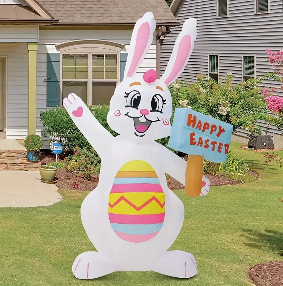Lapin de pâques gonflable avec lumières LED, joyeuse pâques pour décoration de fête de jardin et de cour