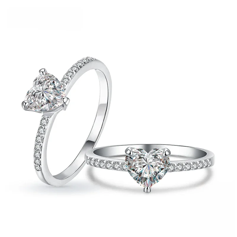 Modian Sparkling 925 Sterling Silver Heart 1CT Clear CZ Pierścionki na palec dla kobiet Klasyczne luksusowe akcesoria ślubne Biżuteria PREZENT — zdjęcie 2