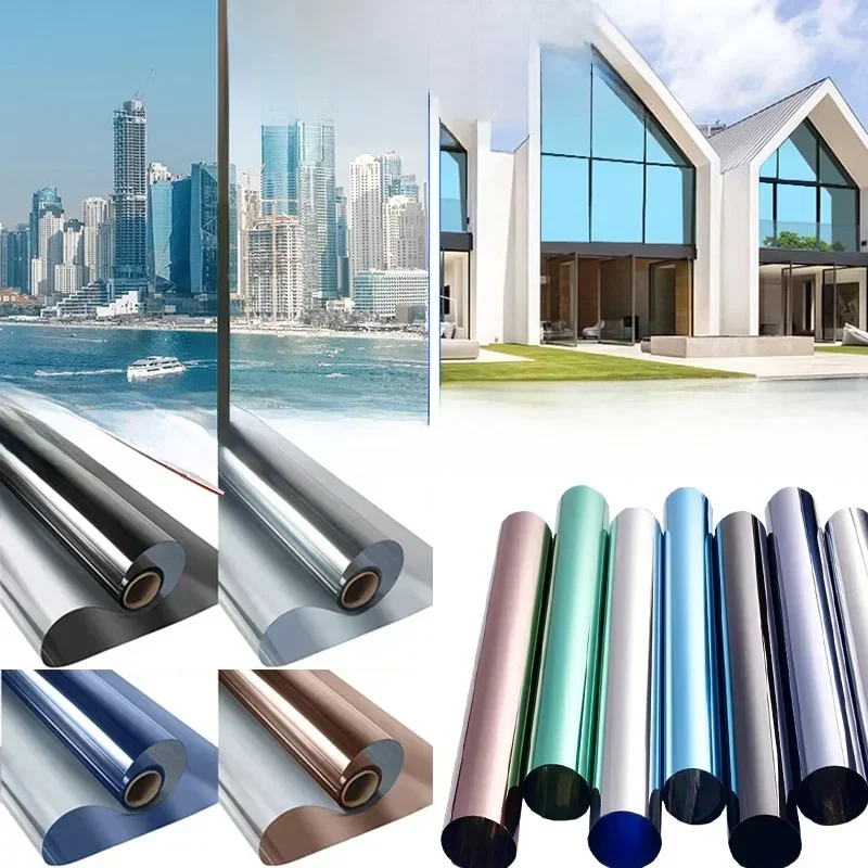 60-90CM Venster Privacy Tint Film Eenrichtingsvinyl Spiegelfolie Huis Niet-klevende Glasstickers Rollen Anti Look UV-bescherming Film