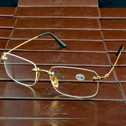 Clara Vida golden Rimless Antireflective Coated Bifocal Reading Glasses For Men Women +1 +1.5 +2 +2.5 +3 +3.5 +4