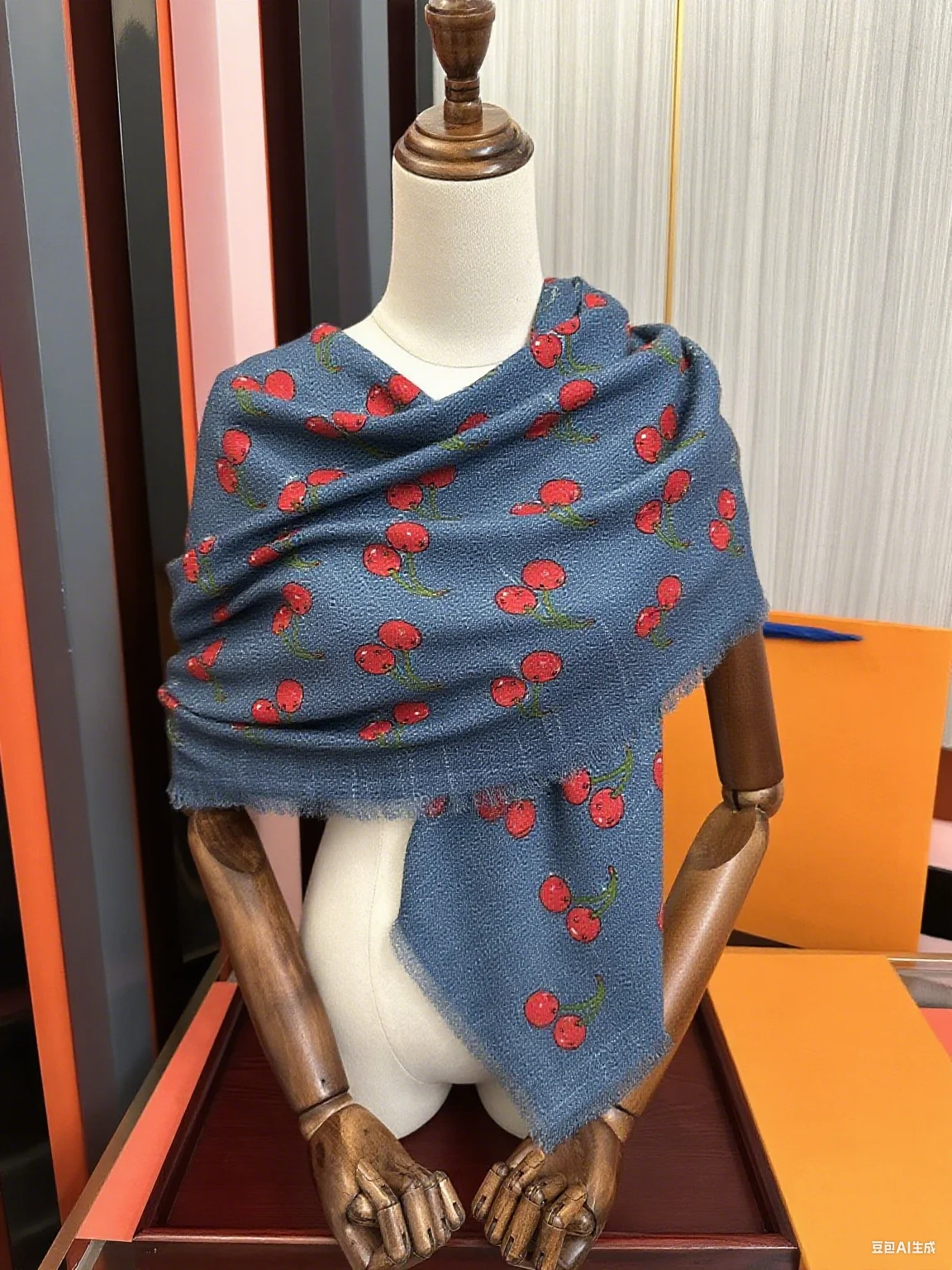 

2025 New Silk Scarf Double-sided With The Same Color Cherry Print Elegant All-purpose Silk Cashmere Soft Women Square scaf