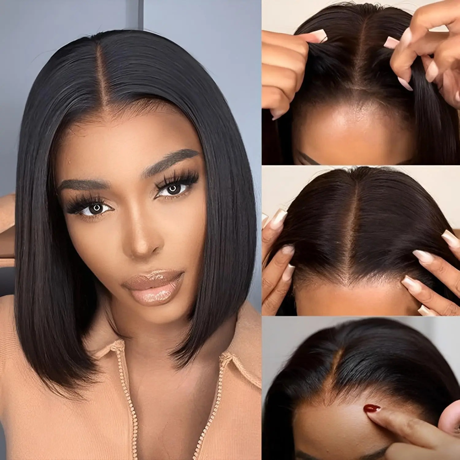 Ready To Go Glueless Bob Wigs Human Hair 180% Glueless Short Straight pre cur 4x4 13x4 HD Lace Closure Front Wig For Black Women