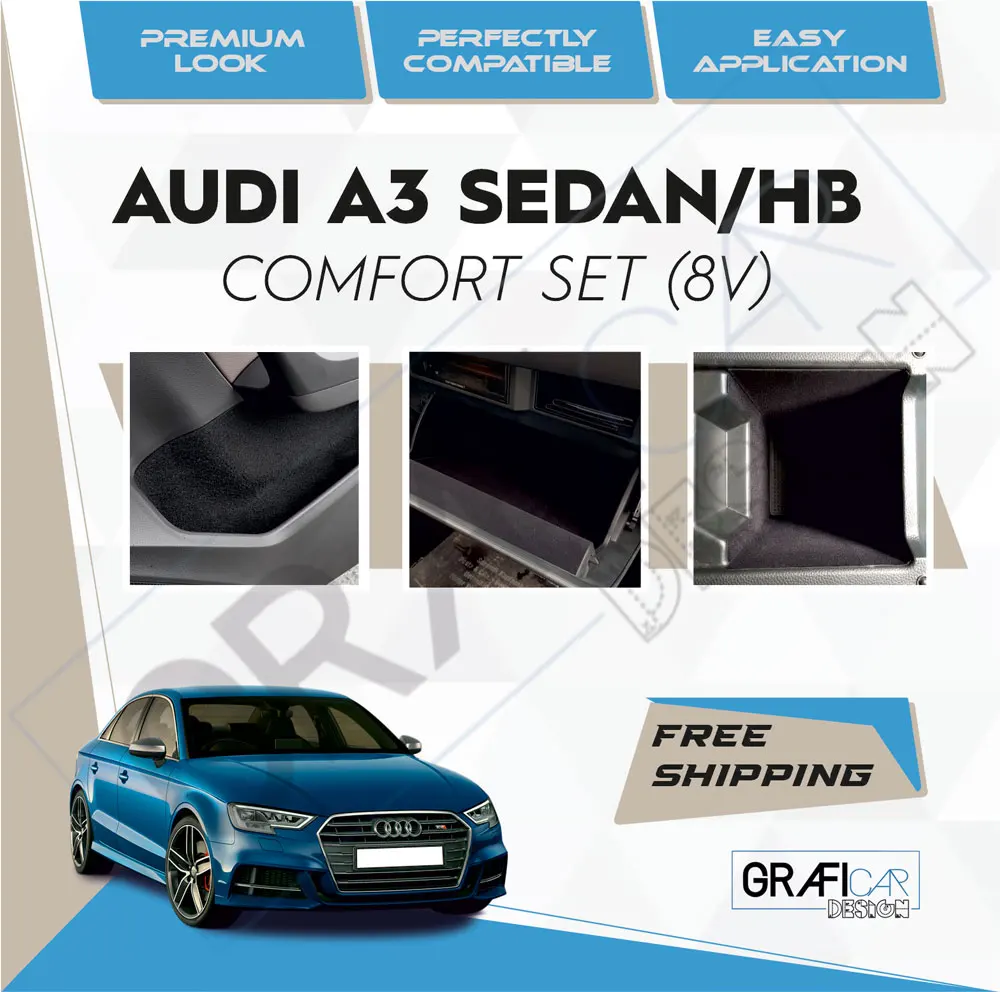 Audi A3/8V Comfort Set Ready Fabric Coating Car Accessory Self Adhesive Insulation Effective Coating Set