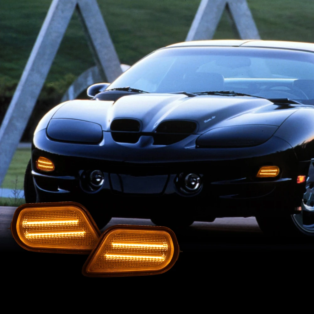 

2Pcs Turn Signal Led Light Smoked Fit for 98-02 Pontiac Firebird Trans Am Replacement Waterproof Snowproof Dustproof Car Accesso