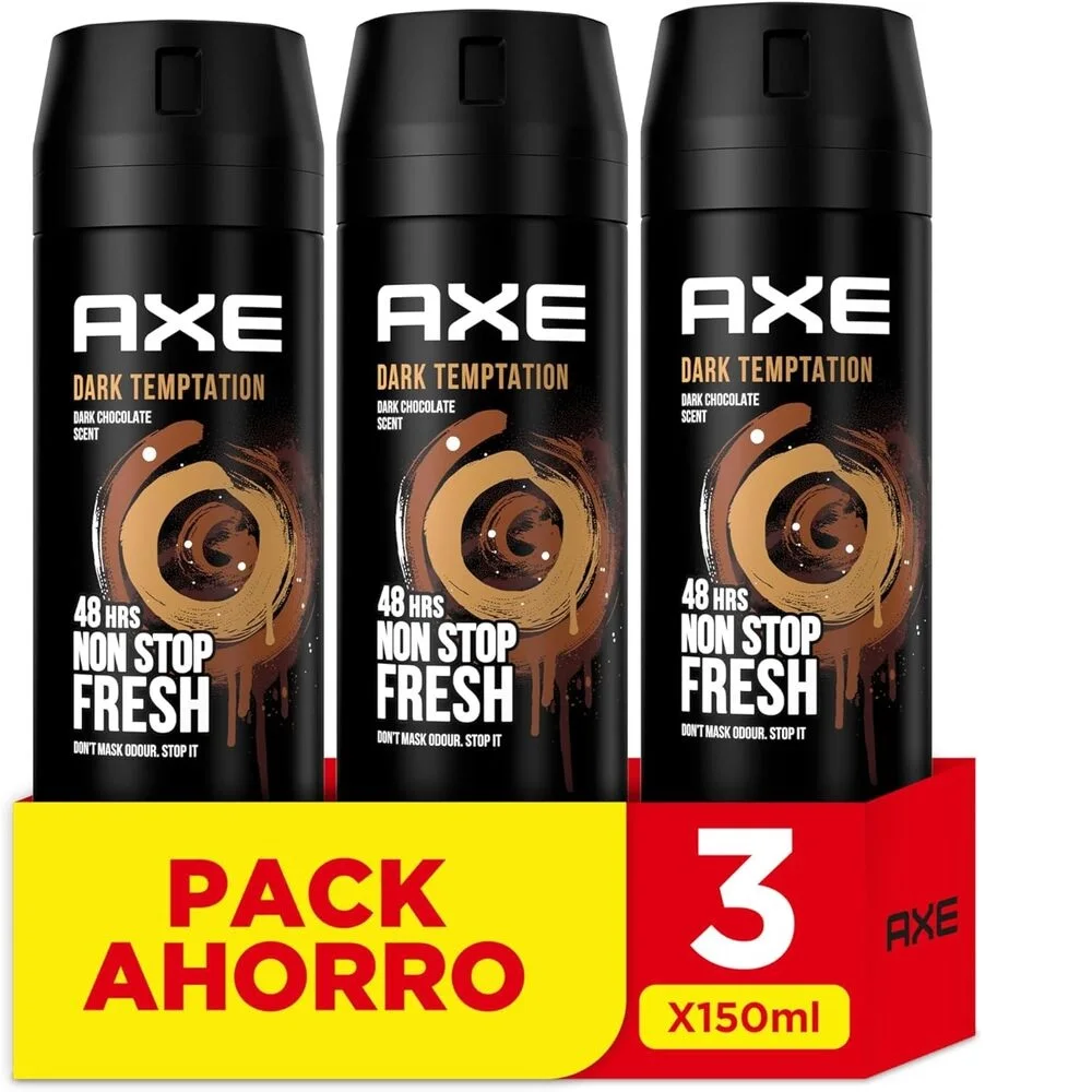 Axe Dark Temptation 150ml Men's Bodyspray Deodorant Pack 3x150ml Saving Pack 48H Non Stop Fresh