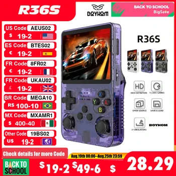 Open Source R36S Retro Handheld Video Game Console Linux System 3.5 inch IPS Screen Portable Pocket Video Game Player R35S 64GB Games