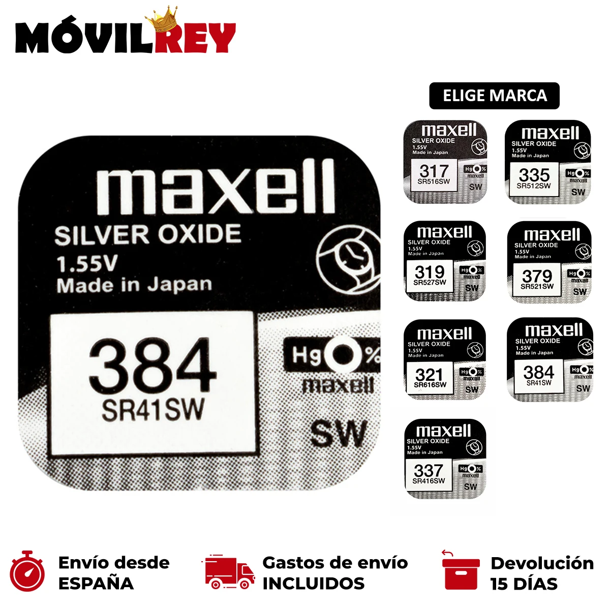 Silver oxide Maxell stack. SR41SW stack, SR416SW,SR512SW,SR516SW,SR521SW, SR527SW, SR616SW, 1 unit