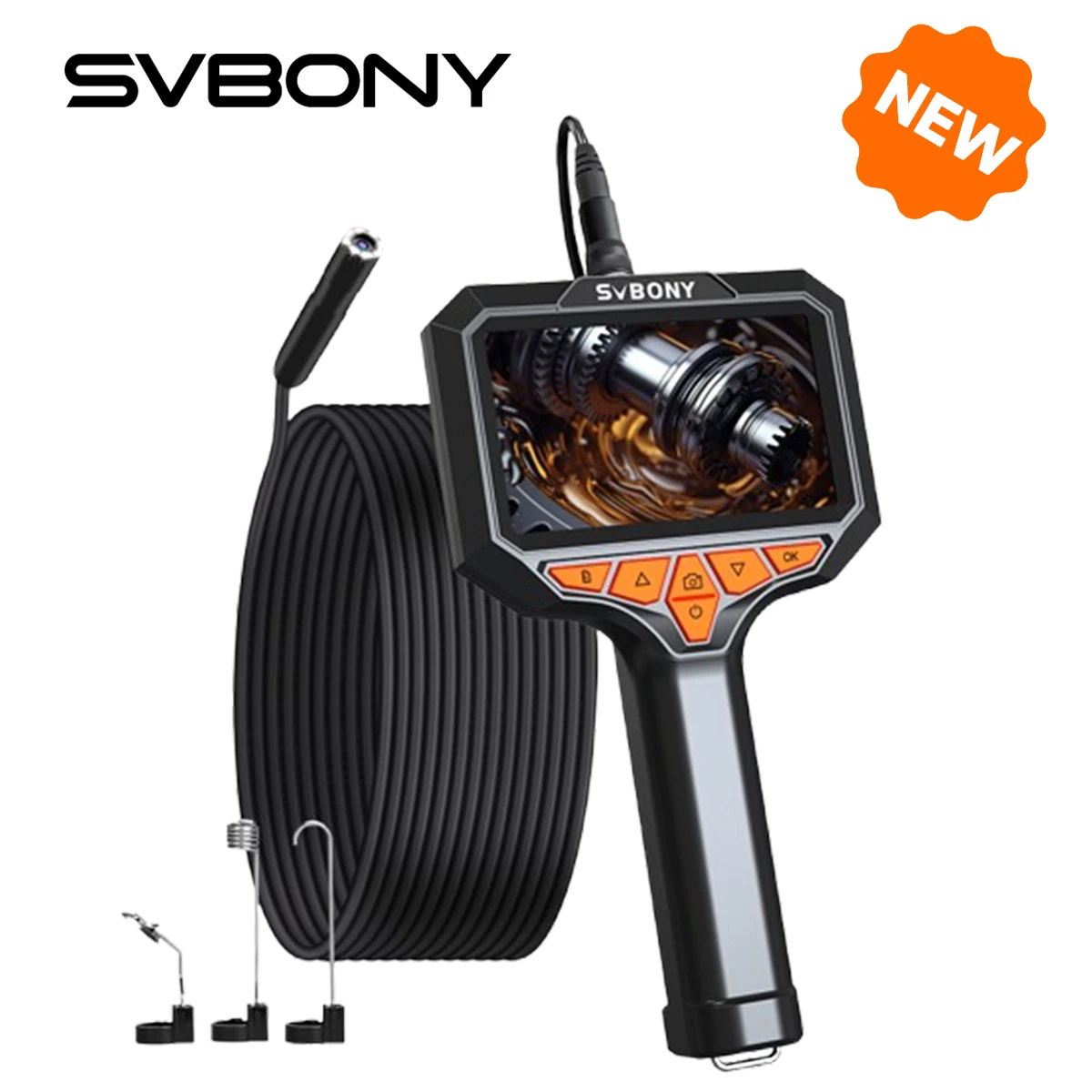 

SVBONY SM501 Industrial Endoscope 4.3-inch IPS Display Screen Borescope with Semi-rigid cable for Pipeline Mechanical Inspection