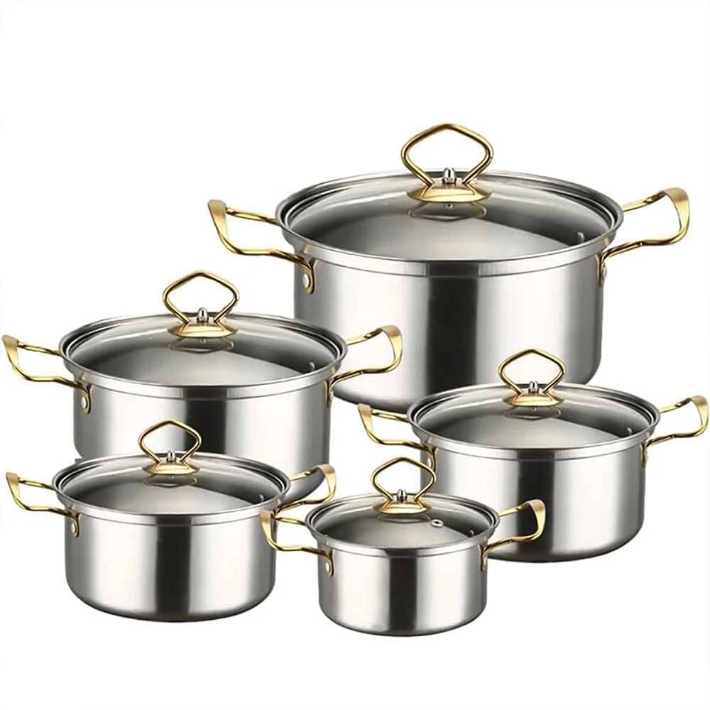 Kitchenware 16CM 18CM,20CM,22CM 24CM Wholesale Stainless Steel Pot Set 10 Pieces Milk Soup Pot Cookerware Soup Pot Steamer Gift