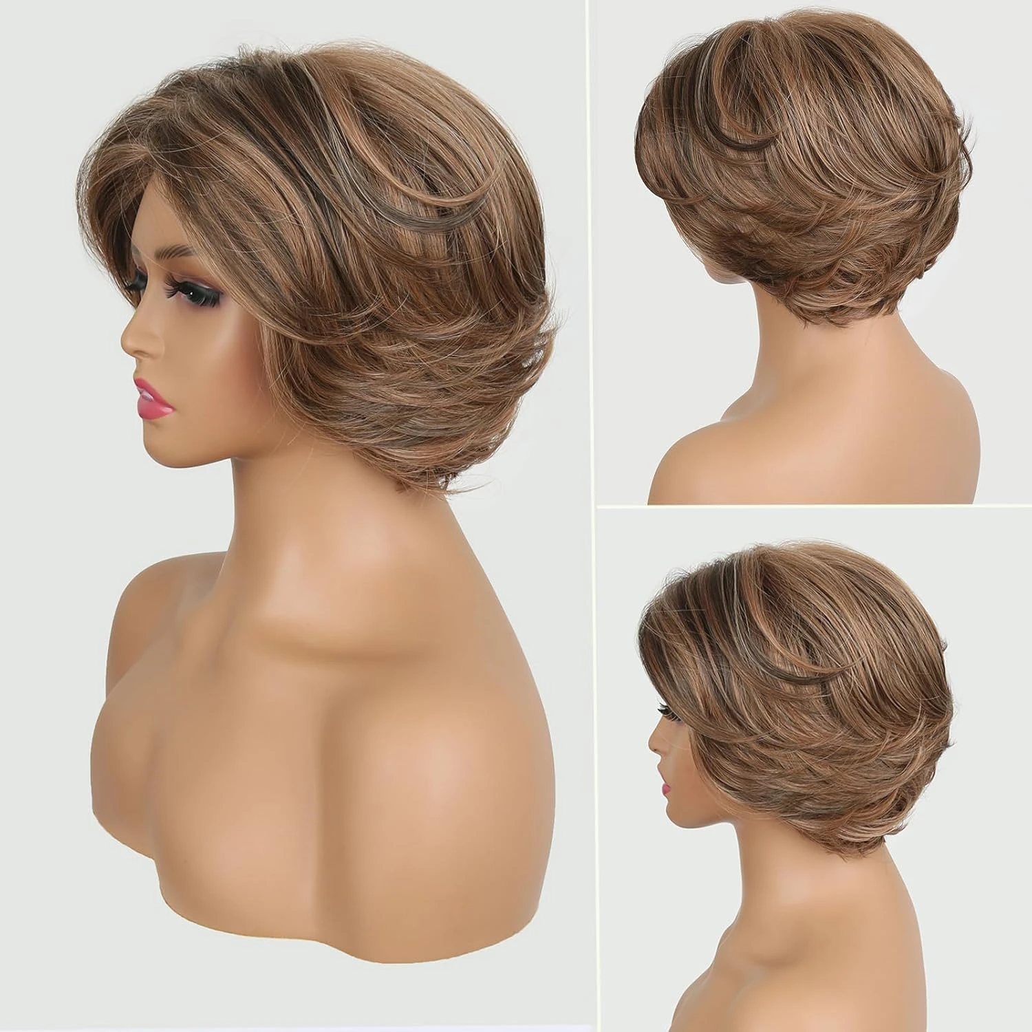 Pixie Cut Short Bob Wigs Human Hair 13x4 Straight Wig Transparent Lace Frontal Wig 180 Density Highlight Straight Pixie Cut Wig