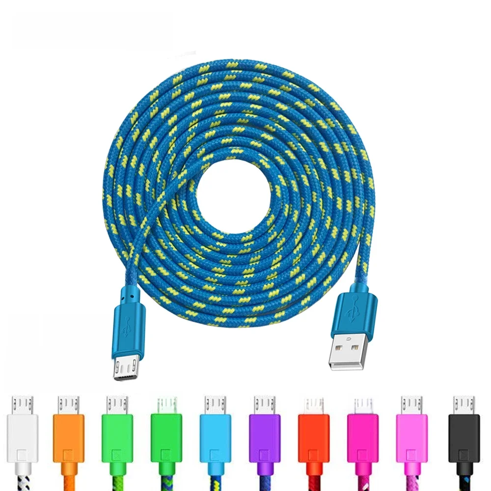 Vumpach Nylonowy kabel Micro USB w oplocie 1m/2m/3m Kabel USB do synchronizacji danych i ładowarki do telefonów Samsung HTC LG Huawei Xiaomi Android — zdjęcie produktu 7