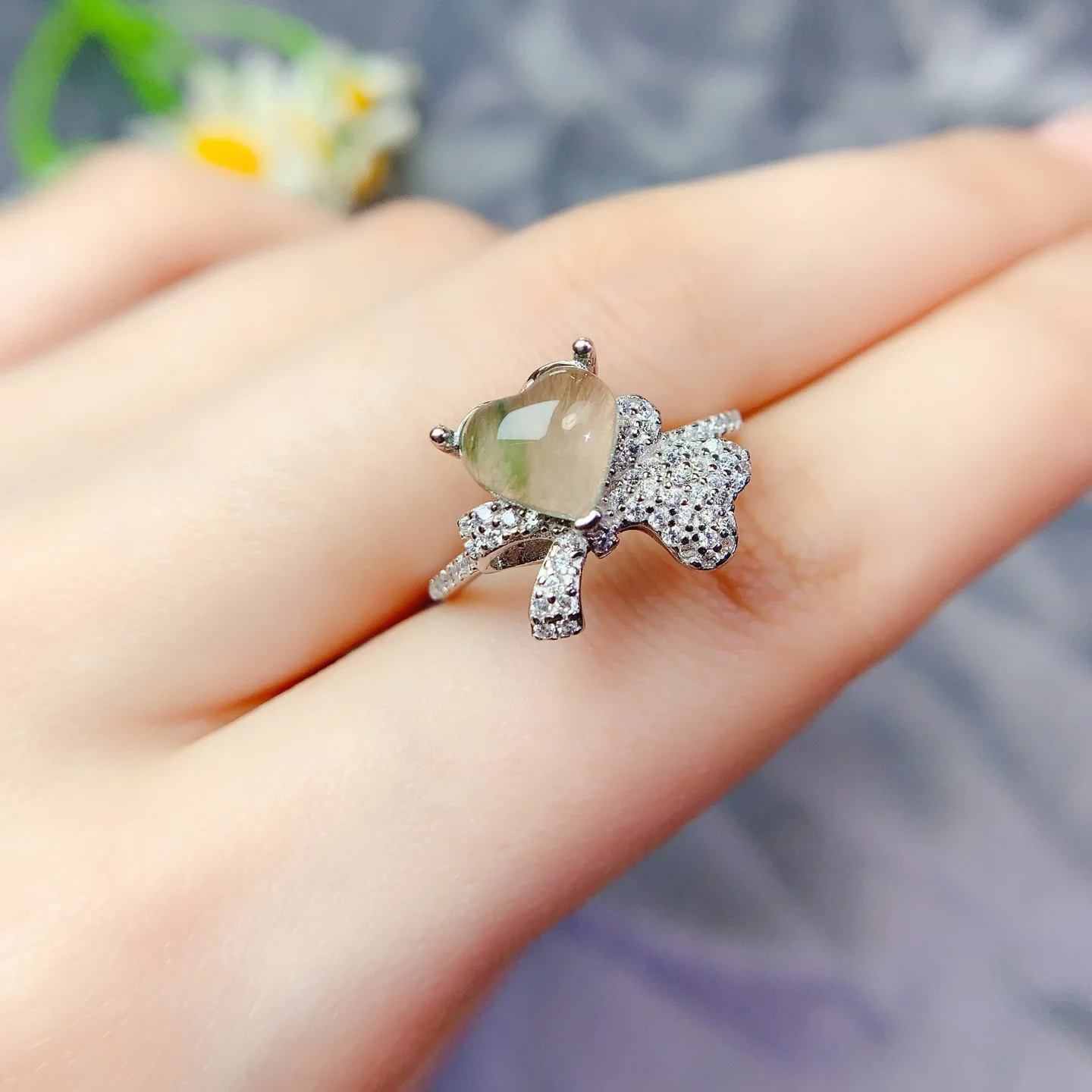 

KJJEAXCMY Boutique Jewelry Girl Natural Hair Crystal Gemstone Ring 925 Pure Silver Plated Platinum Christmas Gift for Girlfriend