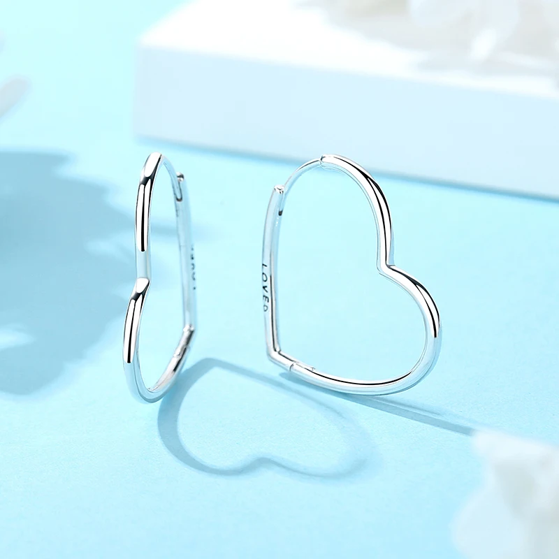 New 2026 Original 925 Sterling Silver Earrings For Women Piercing Hoop Love Heart Earings Rose Gold Wedding Gift Luxury Jewelry image 6