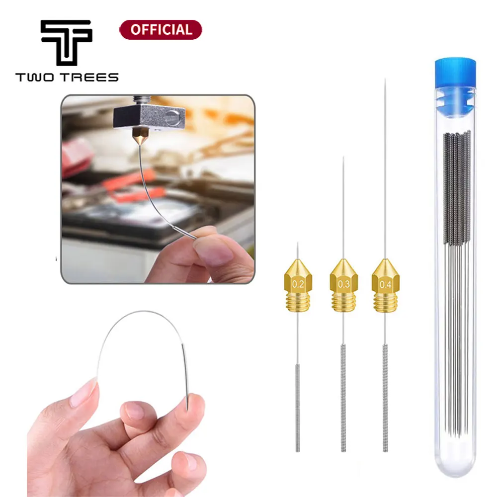 10pcs Stainless Steel Nozzle Cleaning Needles Tool 0.2mm 0.25mm 0.3mm 0.35mm 0.4mm Drill For V6 Nozzle 3D Printers Parts