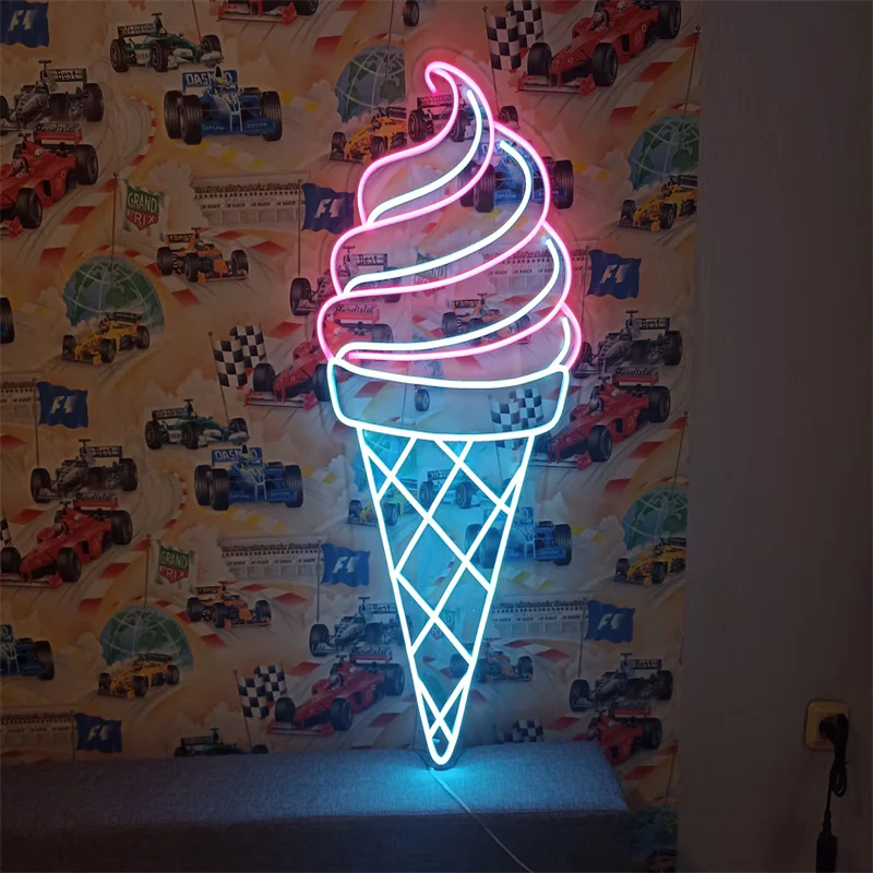 Imagem -04 - Ice Cream Led Neon Light Tapetes de Parede Decoração para Casa Bar Cozinha