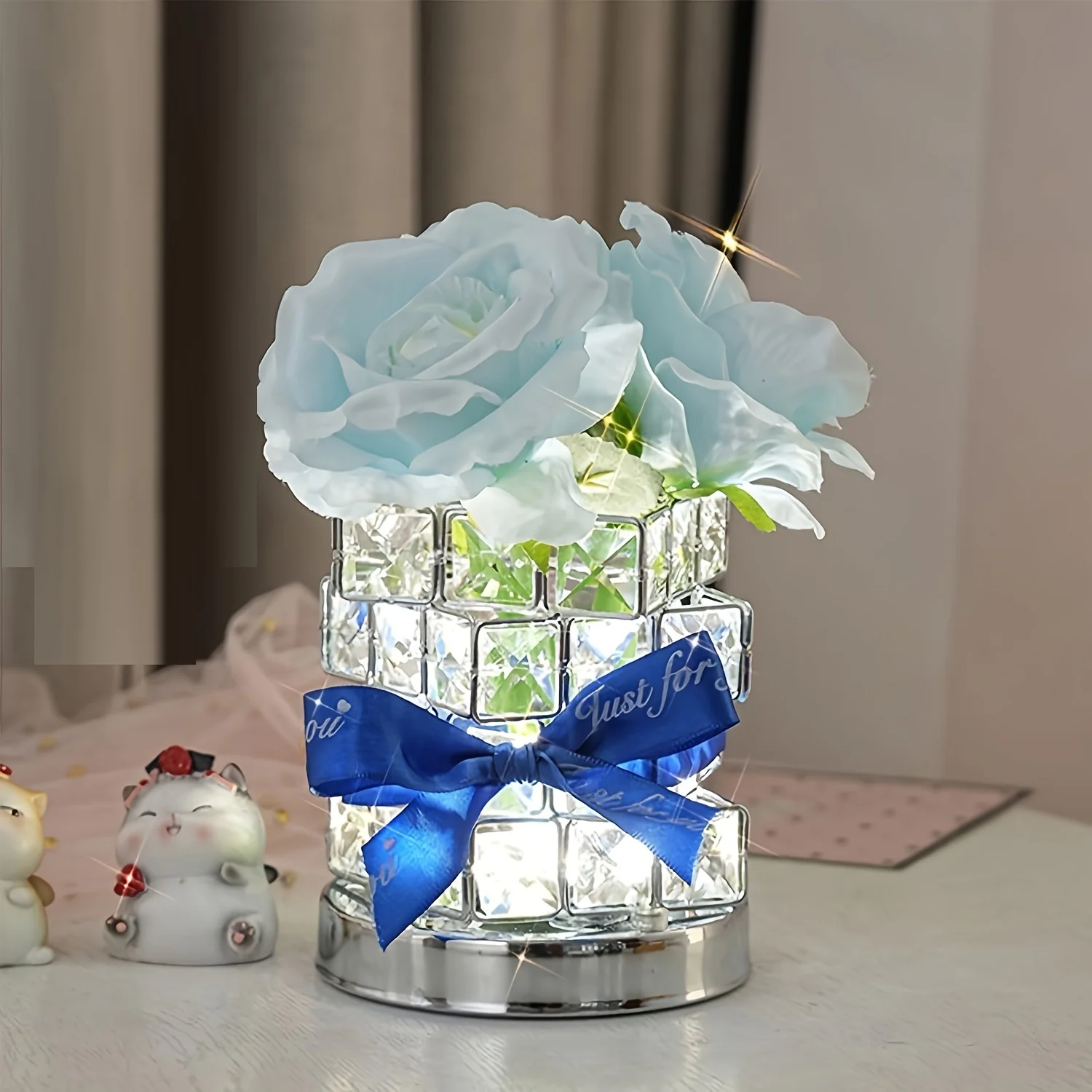 LED Rose Crystal Table Lamp Romantic Crystal Rose Holiday Gift for Girl Friend Valentine's Day Birthday Aromatherapy Night Lamp