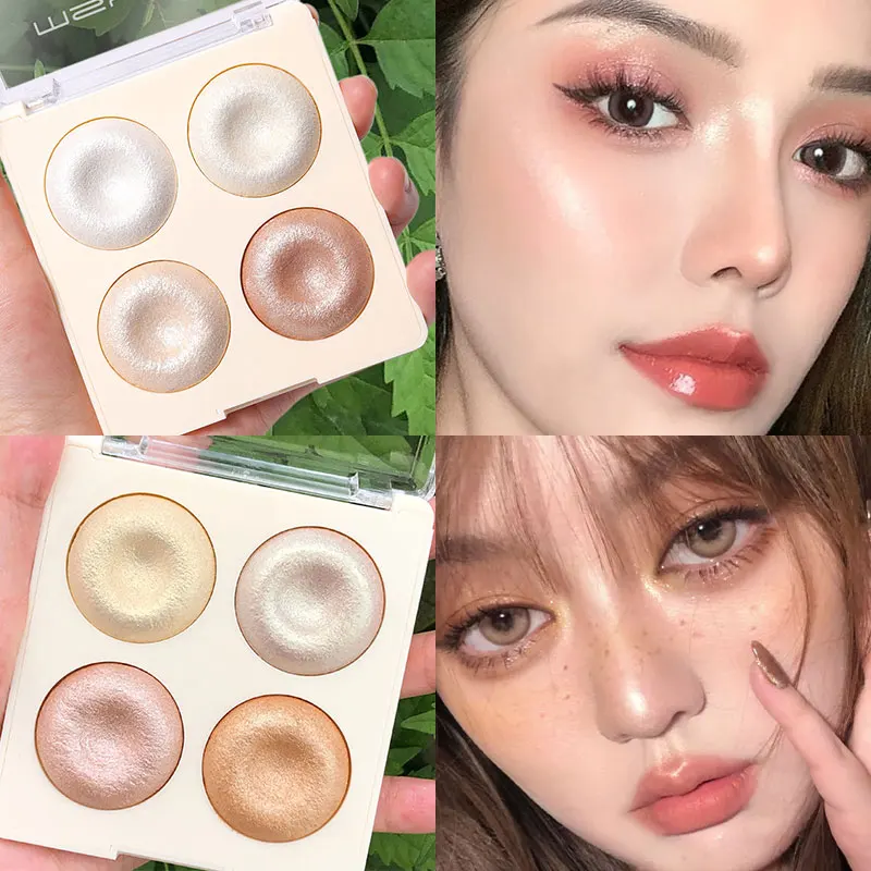 Palette de poudre surligneur diamant 4 couleurs, paillettes, Contour du visage, maquillage scintillant, cosmétique Ultra concentré