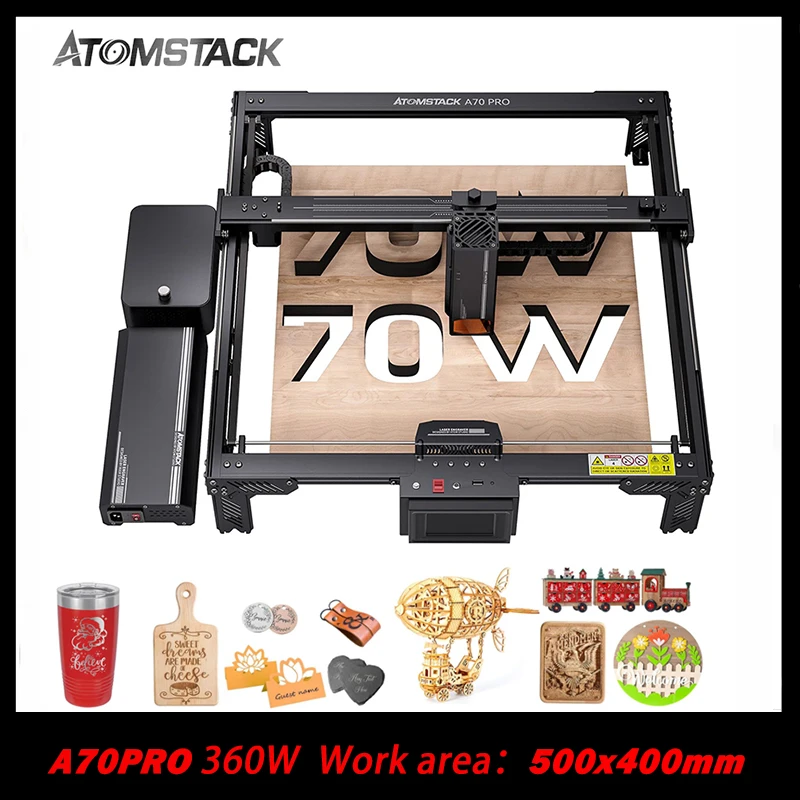 Atomstack X70 A70 Pro 360W Engraving Machines Wifi Auto Focus Industrial Grade For Marble Glass Wood Metal Woodworking Design