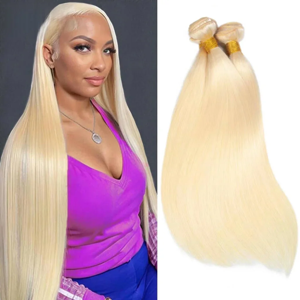 Queenlike Haar 613 Blonde Braziliaanse Menselijk Haar Bundels Straight Weave Remy Bundels Menselijk Haar Inslag 12-30 Inch hair Extensions - afbeelding 2