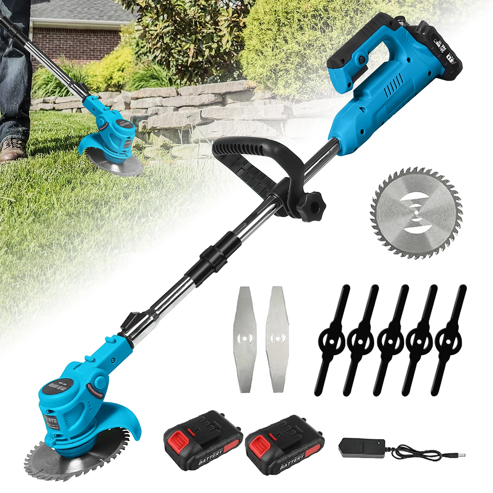 800 W elektrischer Rasenmäher, kabelloser Rasentrimmer, Gartenrasentrimmer, Rasentrimmer, Cutter, Elektrowerkzeuge für Makita-Akku