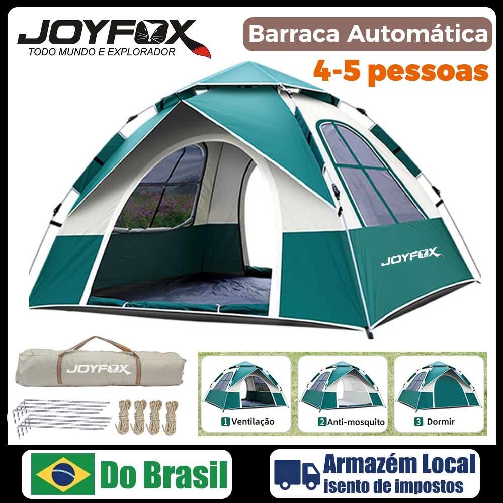 Joyfox Tienda de campaña automática con 2 puertas 2 ventanas Tienda de campaña Tienda de campaña con cúpula instantánea emergente para 4-5 personas