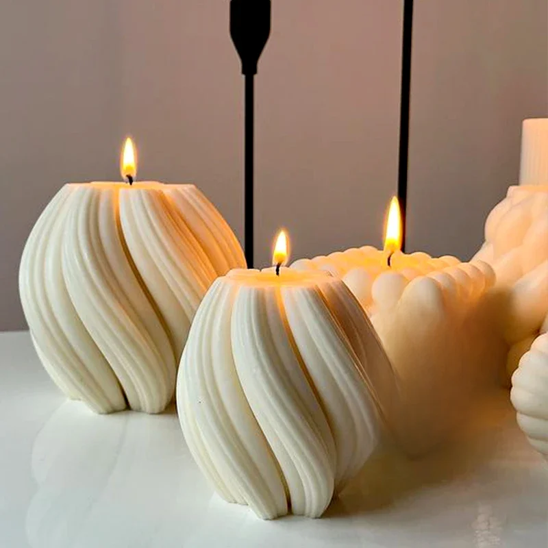 3D Obrotowy Filar Świeca Silikonowa Forma Geometryczna Fala Świeca Woskowa Forma DIY Abstrakcyjna Sztuka Mydło Żywica Gipsowa Forma Home Craft Decor — zdjęcie 2