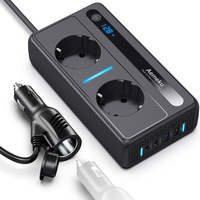 2USB 2TypeC 300W Peak Power Accessories Cigarette Lighter DC To AC 12V to 220V Car Inverter Auto Mounted Inverter AC EU Socket