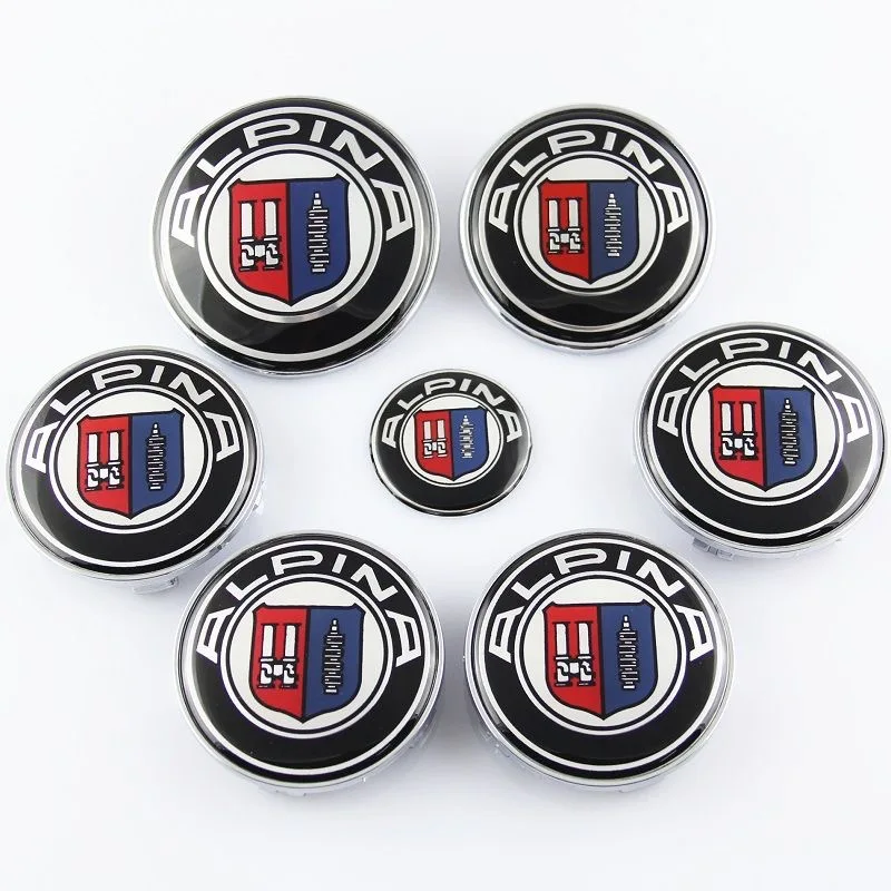 

Automobile logo accessories, 82mm front hood logo +74mm rear emblem +68mm wheel cover+45mm steering wheel sticker forBMW ALPINA.
