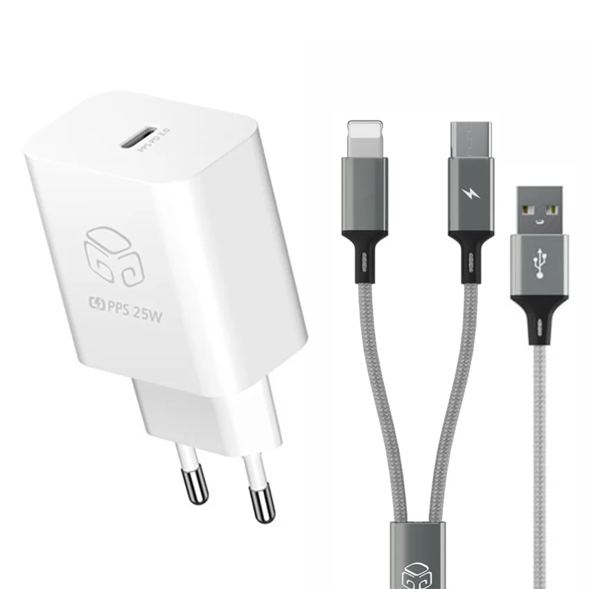 Digital Digital Quick Charge 25W PD3.0 ultra fast charger + 2in1 fast charging cable