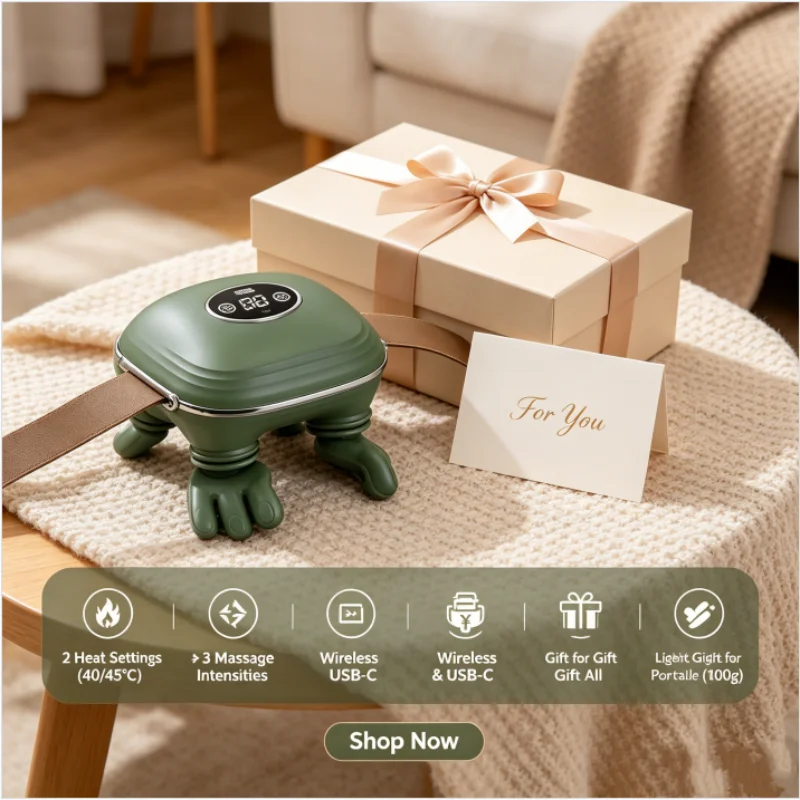 Masseur de cou pour les épaules et le dos, massage électrique Shiatsu avec chaleur apaisante, soulagement de la douleur et relaxation musculaire, 3 vitesses d'intensité et 2 niveaux de température, coussin de massage léger et rechargeable, idéal comme cadeau de Noël ou d'anniversaire.