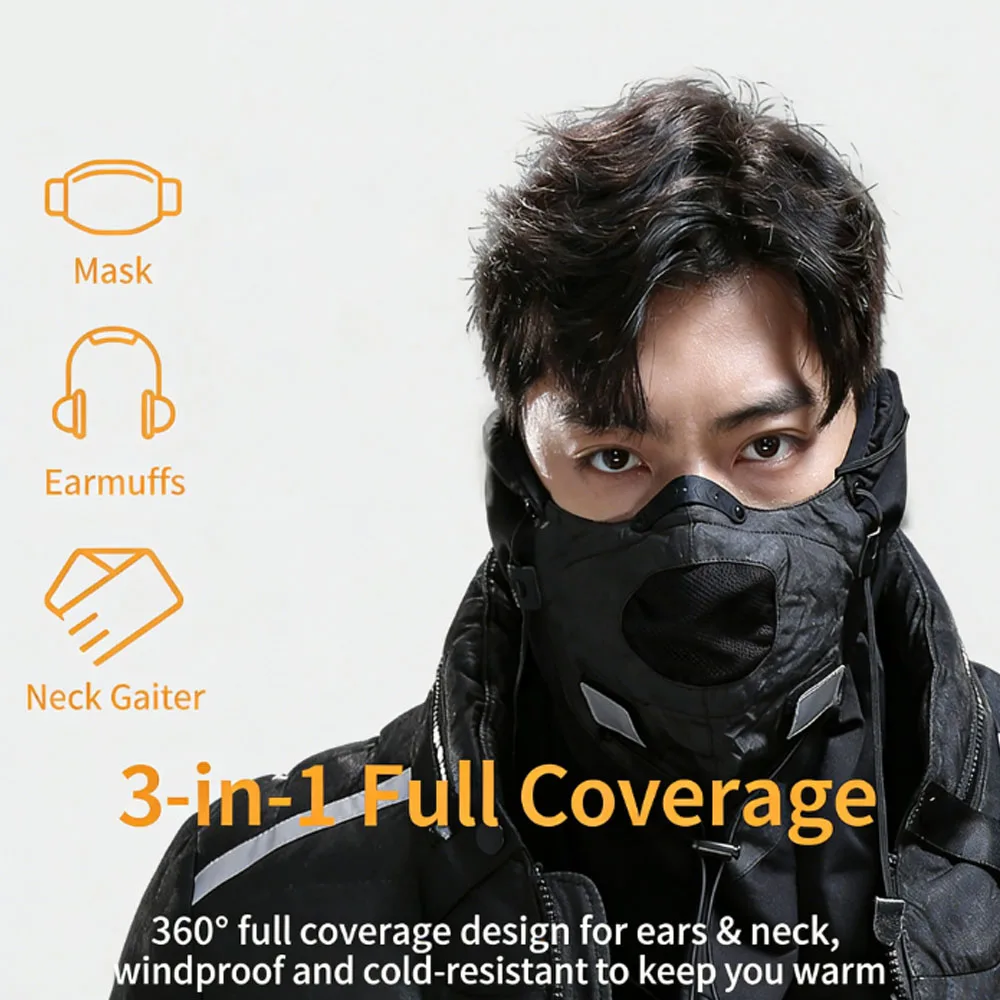Winter Half Face Mask ,Thermal Ear Hook Motorcycle Face Cover  Reusable Respirator Face Mask for Biking Hiking Skiing Outdoor