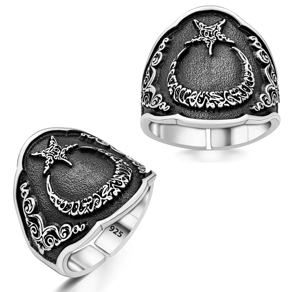 Stamped Solid 925 Sterling Silver Adjustable Tawheed Word Written Turkish Style Islamic Men's Ring Handmade Jewelry Gift